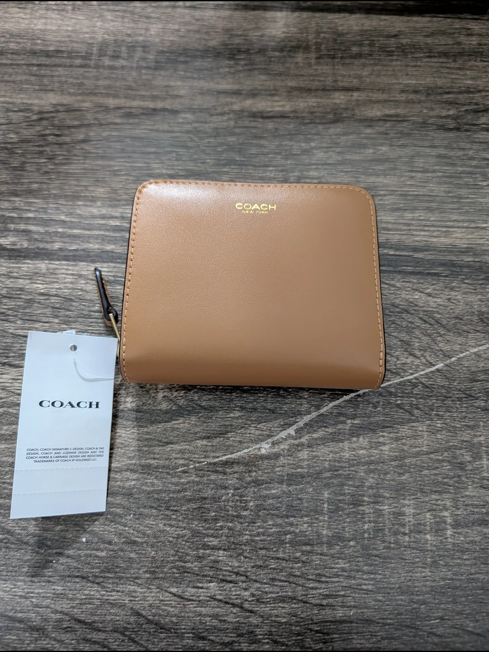 Coach Zip Wallet in Saddle Brown
